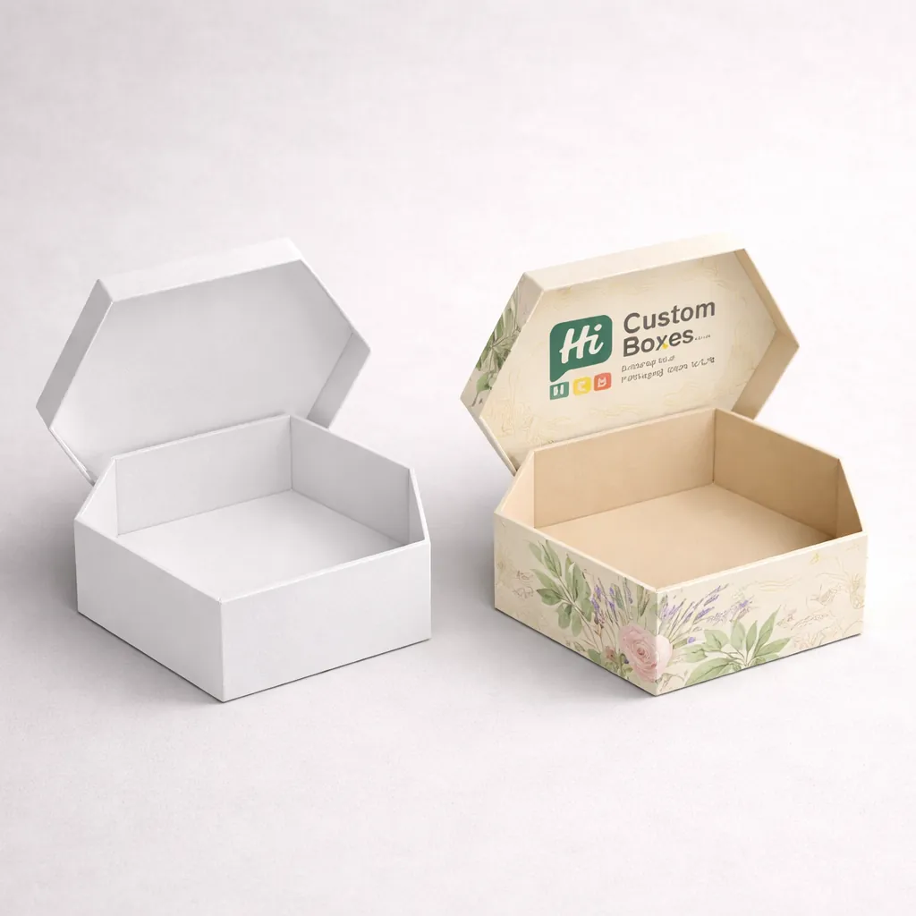 Two drawer-style slide boxes for reed diffusers, one plain and one with custom floral designs. class=